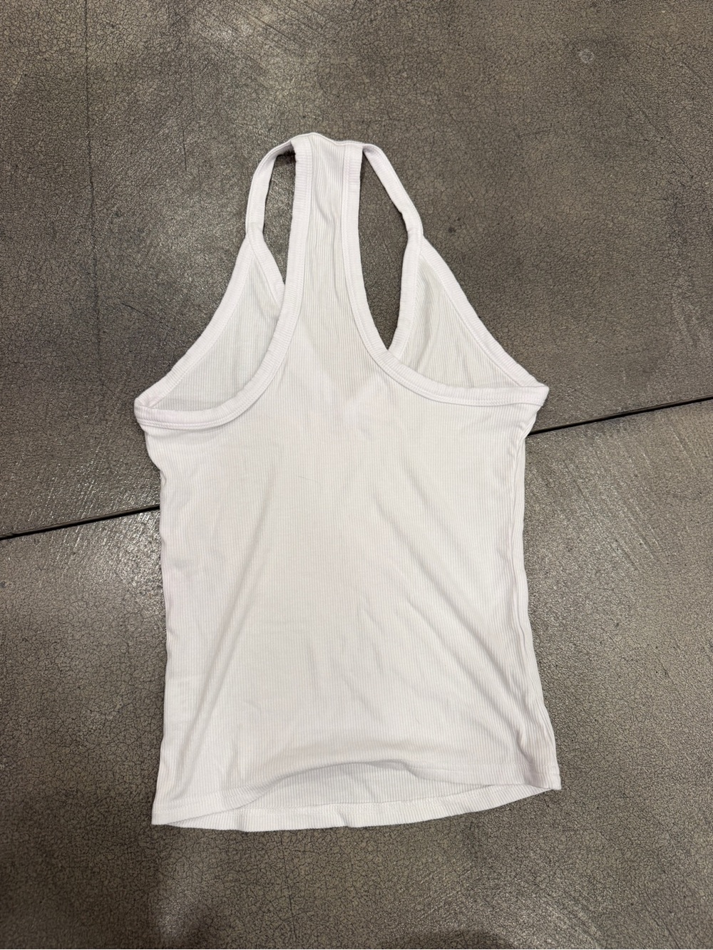 White Racerback V-Neck Women's Tank Top - Picture 3 of 5